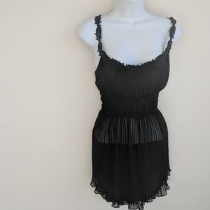 NWOT! FLORA NIKROOZ Black chemise lace trim S